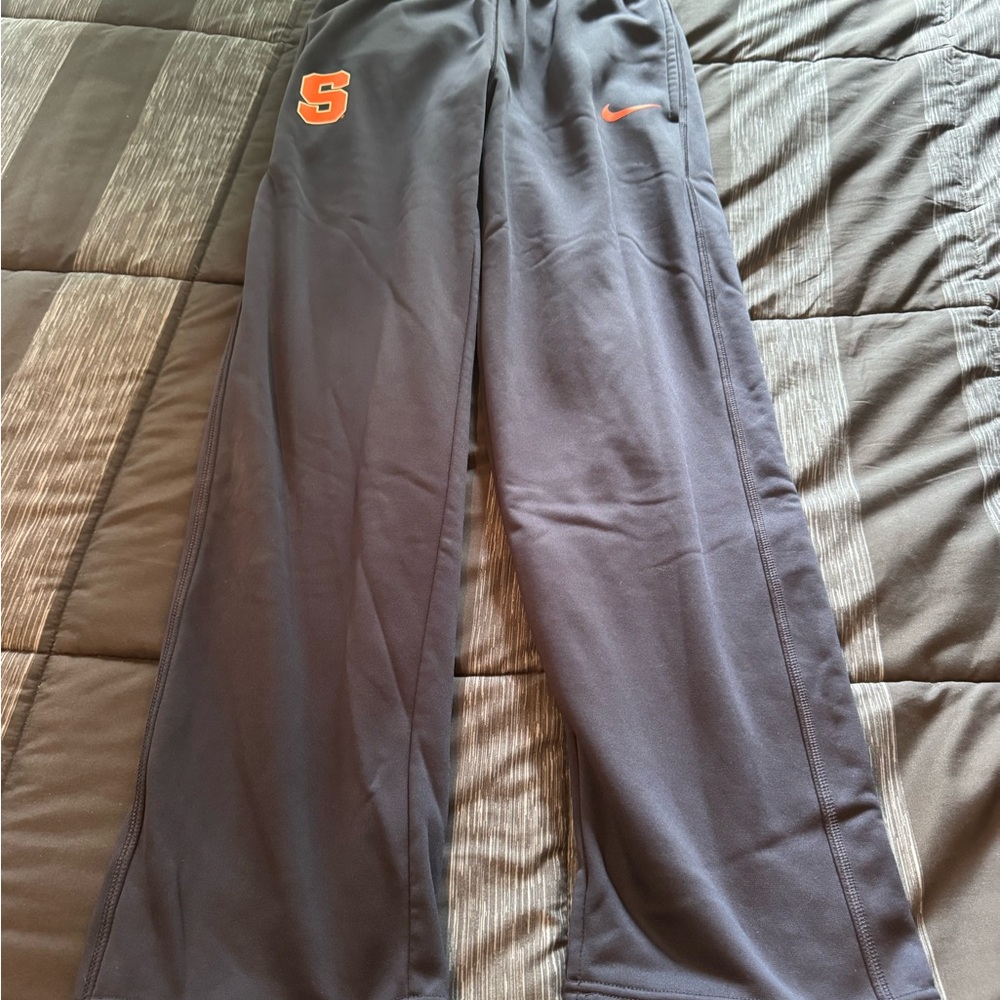 Gray Nike Sweatpants with Orange Logo